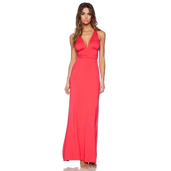Rachel Pally Selena Maxi Dress Wildberry Coral Pink Stretchy Modal NEW Small - Picture 1 of 7